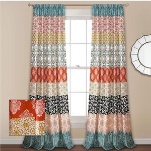 Lush Decor Bohemian Stripe Curtain Colorful Bold Design Panel Pair, 52"W x 95"L